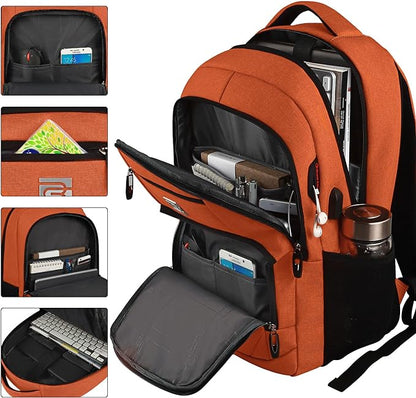 Laptop Backpack,Business Travel Anti Theft Slim Durable Laptops Backpack with USB Charging Port,Water Resistant College Computer Bag for Women & Men Fits 15.6 Inch Laptop and Notebook-Orange