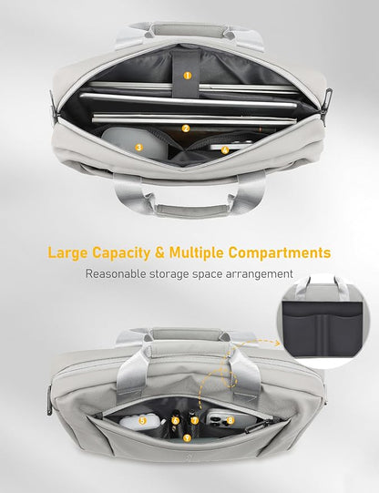 13-14 Inch Laptop Shoulder Bag Business Briefcase Water Resistant Computer Messenger Bags Compatible with MacBook Pro 14, MacBook Air 13 M4, HP, Dell, ASUS Notebook, Grey