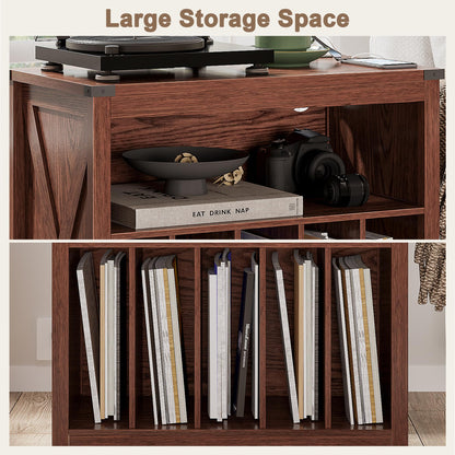 ChooChoo Large Record Player Stand with Charging Station & LED Light