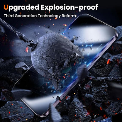 UniqueMe for iPhone 14 Pro Screen Protector - [Military Grade Shatterproof & 9H+ Hardness] Screen Protector 14 Pro Tempered Glass Full Coverage Protection, Easy Installation, 2 Packs