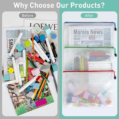 32pcs Mesh Zipper Pouch Bags, B5 Mesh Pouch, 8 Color Zipper Pouches for Organizing, Board Game Storage, Travel, School, Office