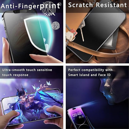 2 Pack Matte Privacy Screen Protector for iPhone 16e and iPhone 14 and iPhone 13 and iPhone 13 Pro 6.1-Inch Auto Dust Removal, No Bubbles,Anti-Spy Tempered Glass Film, Easy Installation