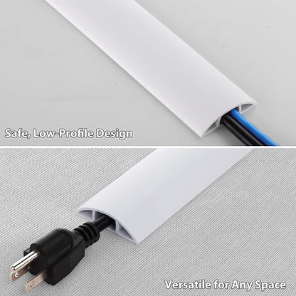 ZhiYo 5.6ft Cord Covers for Wires on Floor, Cord Hider Floor Hide Extension Cords, Soft PVC Cable Cover Cable Protector, Wire Cavity W0.62in H0.31in, White