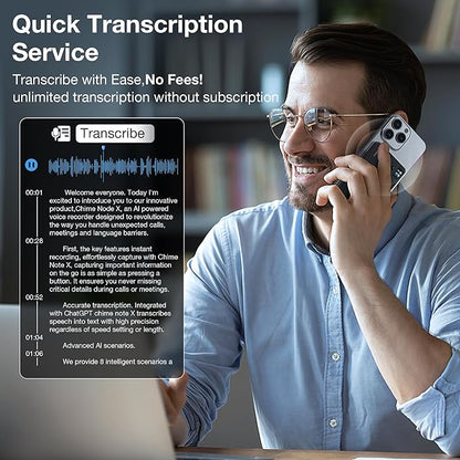 AI Voice Recorder, Voice Recorder with No Fee for Transcribe & Summarize Empowered by ChatGpt, App Control, Support 107 Languages,64GB Memory,Audio Recorder for Lectures/Meetings/Calls/Interview