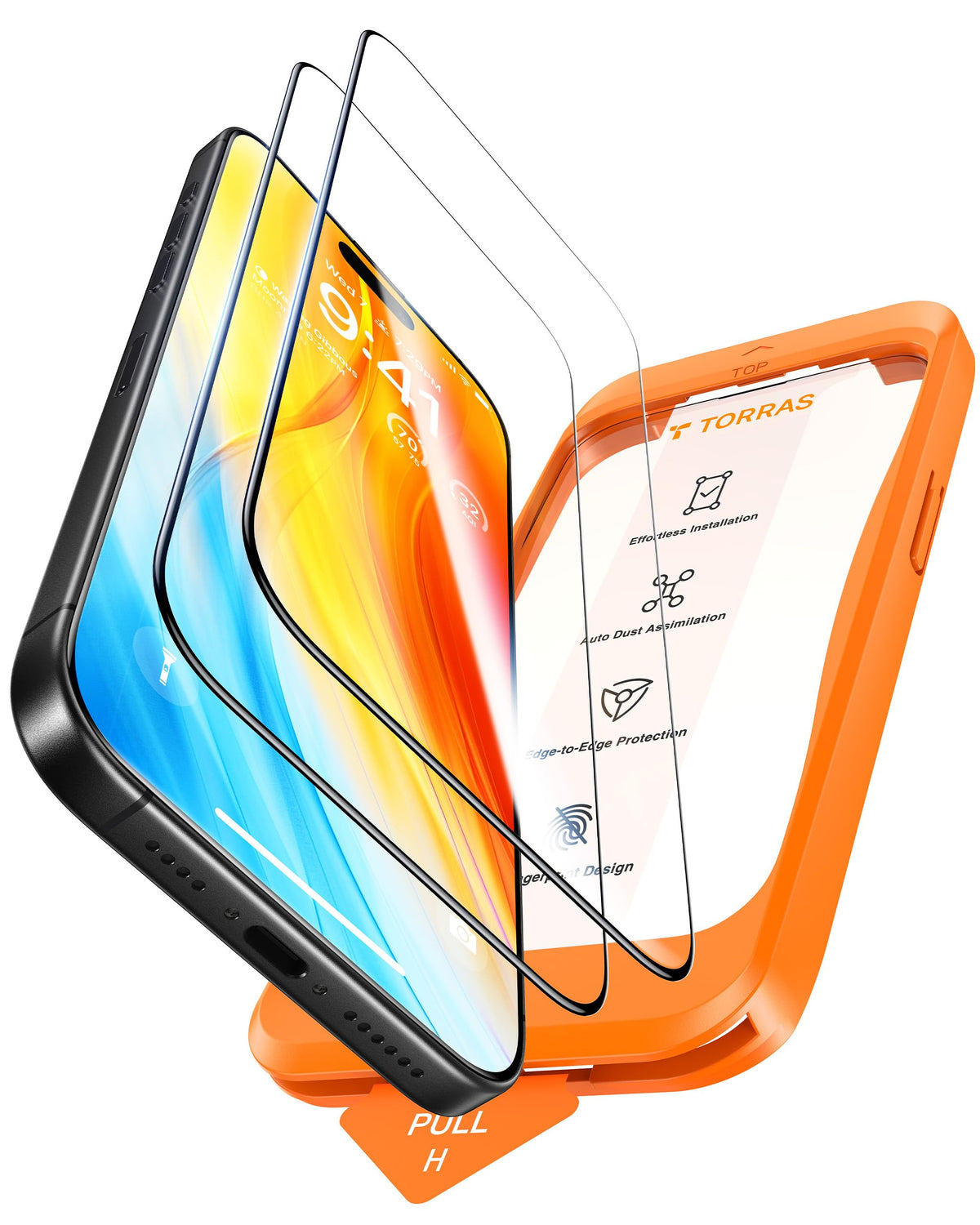 TORRAS Diamond Shield for iPhone 15 Pro Screen Protector [Military-Grade Protection] 9H+ Unbreakable Shatterproof Aerospace Tempered Glass Full Coverage InstaFit Bubble-Free, 2-Pack