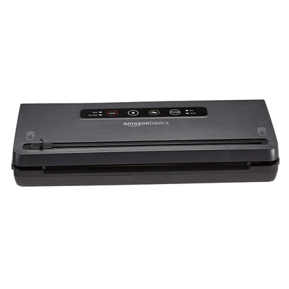 Amazon Basics Vacuum Sealer Machine for Food Preservation with Dry/Moist Mode, Built-in Cutter and Air Suction Hose, Black