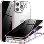 Privacy Magnetic Case for iPhone 16 Pro with Metal Titanium Frame Privacy Screen Protector & Camera Lens Protector, Magnetic Adsorption Double Sided Glass Case Anti Peep Anti Spy Phone Cover