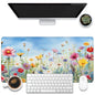 KOAIWPAE Large Gaming Mouse Pad, Colorful Wildflowers in Field Desk Mat, Watercolor Flowers Desk Pad, 31.5"x15.7" Extended Big Computer Keyboard Mouse Pad with Non-Slip Base and Stitched Edge