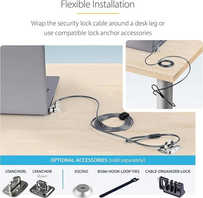 StarTech.com 25-Pack Universal Laptop Lock 6.6ft (2m), Keyed Alike Security Cable, Compatible with Noble Wedge/Nano/K-Slot, TAA