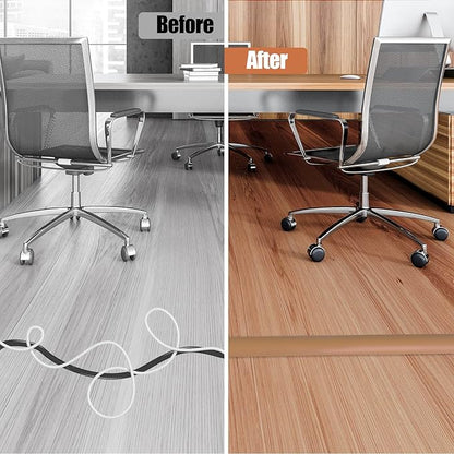 Floor Cord Cover Cavity 0.8"x0.37" Self Adhesive Cord Hider, 3.3FT Low Profile Cable Management, Extension Strip Protector for Wires, Prevent Cable Trips for Offices, Gyms, Exhibitions（Brown）