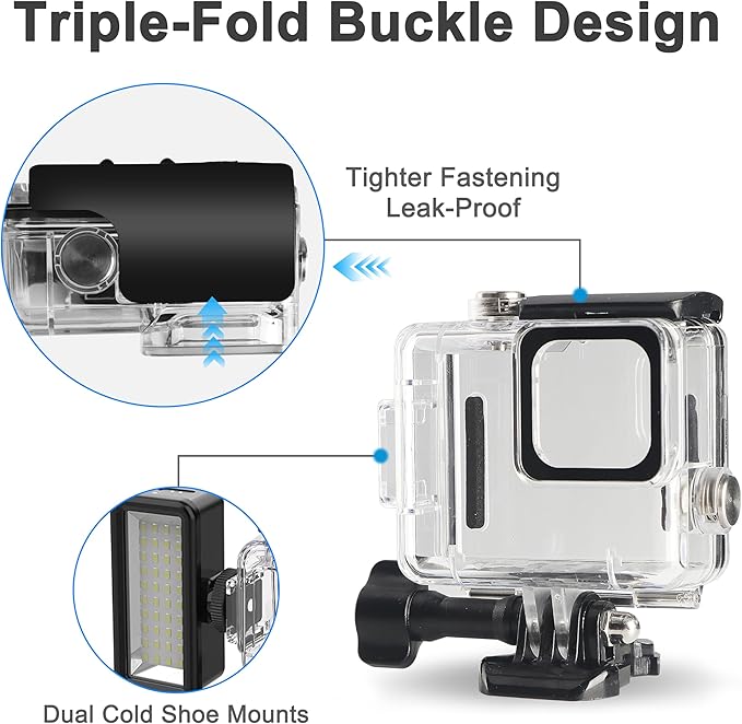 OKFUN Waterproof Diving Protective Case for Go Pro Hero 4K,196FT/60M Underwater Dive Durable Housing for Snorkeling,Surfing&Extreme Sports Hero4K 2024 Action Camera Accessories