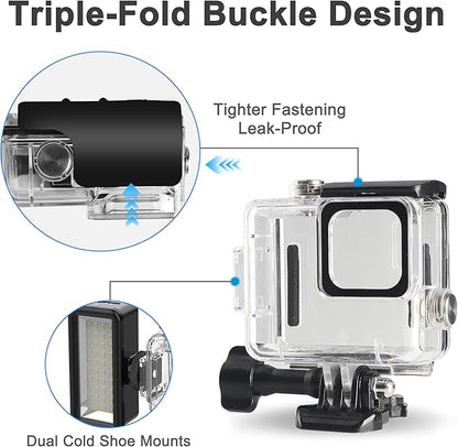 OKFUN Waterproof Diving Protective Case for Go Pro Hero 4K,196FT/60M Underwater Dive Durable Housing for Snorkeling,Surfing&Extreme Sports Hero4K 2024 Action Camera Accessories