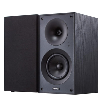 VEVOR Powered Bookshelf Speakers, 25W x 2, Active Studio Monitor Speaker with 5.25 Inch Woofer, Bluetooth/RCA/Coaxial/Optical/USB/Subwoofer Connection, Wooden Enclosure, for Record Player Turntable PC
