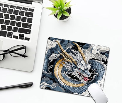 Japanese Anime Dragon Mouse Pads for Desk, Portable Wireless Computer Mouse pad Small Design with Women, Non-Slip Rubber Base Laptop Mousepad 9.5" x 7.9" Smooth Surface for Office & Travel