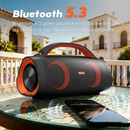 DOSS Extreme Boom Pro 100W Loud Outdoor Speaker, IPX6 Waterproof for Beach
