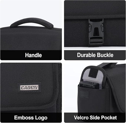 CADeN Camera Bag Case Shoulder Crossbody Bag Compatible for Nikon, Canon, Sony, DSLR SLR Mirrorless Cameras and Lenses (1.0 Black, Large)