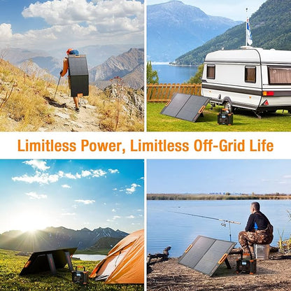 GRECELL 100W Portable Solar Panel for Power Station Generator, 20V Foldable Solar Cell Solar Charger with High-Efficiency Battery Charger for Outdoor Camping Van RV Trip