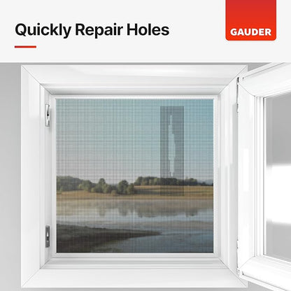 GAUDER Fly Screen Repair Tape - Insect Screen Repair Set Made from Fiberglass Self-Adhesive - Patch for Door, Porch Door and Window (3.3 ft x 2 inches - Black)