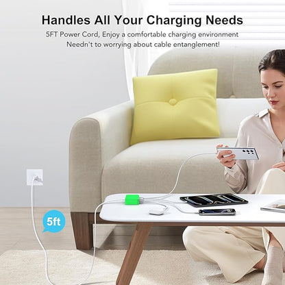 USB C Fast Charger 100W GaN 6 Port Type USB C Charging Station Hub Block Wall Charger Power Strip Adapter Plug Cube Brick 3 USB A for iPad iPhone 15 14 13 12 11 Pro Max Pixel Note Galaxy