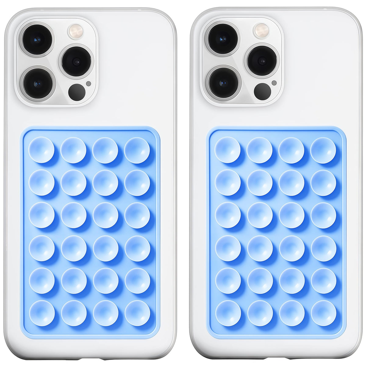 LvShuLiangPin Anteel 2 Pack Silicone Suction Phone Case Mount, Silicon Adhesive Phone Grip for Smartphones, Hands-Free Mirror Shower Phone Holder for Selfies, Tiktok Videos (LightPink&White)