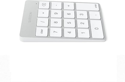 Satechi Slim Aluminum Bluetooth Keypad, Wireless Number Pad with 18 Keys, Micro USB Rechargeable Numpad, External Number Pad for MacBook Air/Pro M4, iPad Air/Pro M4/M3, iMac, PC - Silver