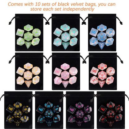 Polyhedral Dice Set, 70 Pcs DND Dice with 10 Pouche