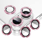 AGVEE 3+3 6 Pack for iPhone 16 6.1" / 16 Plus 6.7" Camera Lens Cover Protector, Bling Glitter & CD-Textured Metal Ring 9H Tempered HD Glass Camera Cover Protector Film, Glitter-Pink
