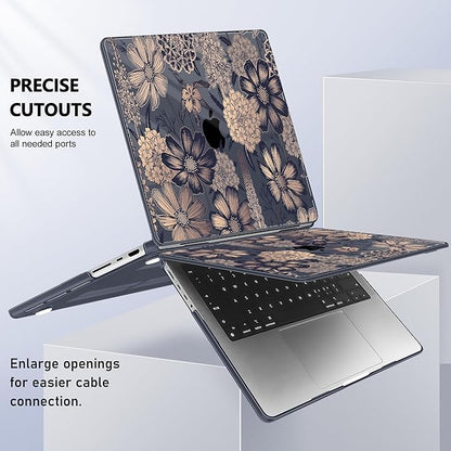 for MacBook Pro 16 inch Case 2021 2022 2023 2024 Release A3186 A3403 M4 A2991 M3 A2780 M2 A2485 M1 Pro/Max, Hard Shell Case with Screen Protector & Keyboard Cover, Spring Floral