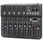 Jindaaudio 7 Channel mixer, DJ Mixer Board, Audio Sound Card with Interface Recording and 48V Phantom Power, Sounds Mixer Board with FX Reverb Delay Effect for Streaming