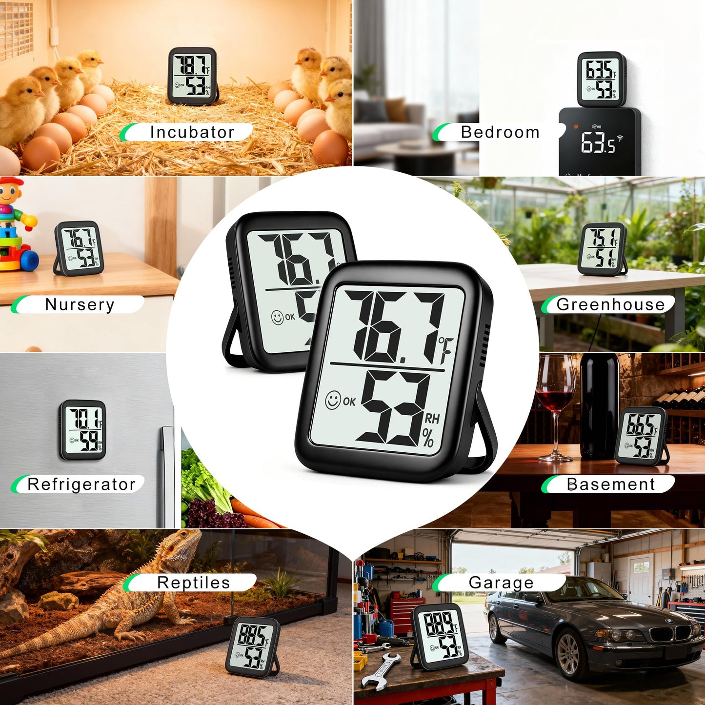 Antonki 2 Pack Room Thermometer Indoor Hygrometer