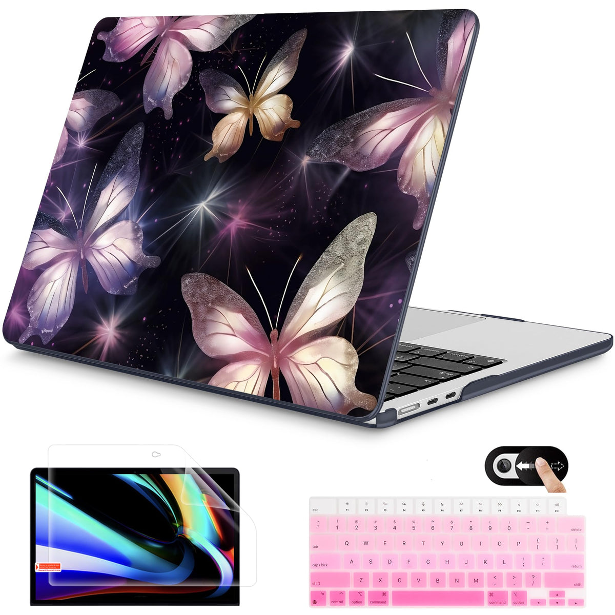 Mektron for 2026 MacBook Air 13-inch M5 Laptop Case A3449 with 13.6-inch Liquid Retina Display Fits 2025 A3240 M4 2024 A3113 M3 2023 A2681 M2 Printed Shell for MacBook Air 13.6", Dahlia Flower C035