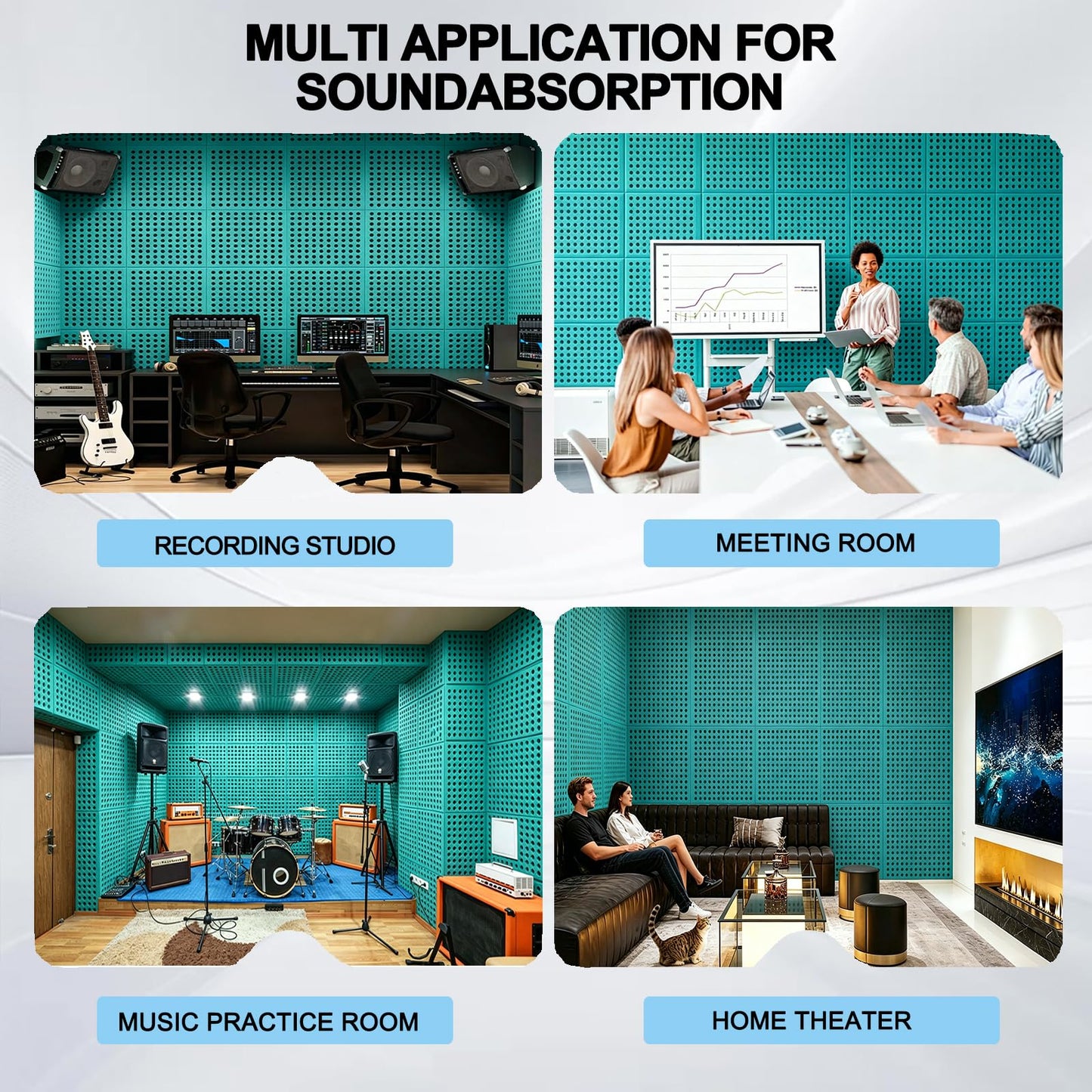 Sound proof foam panels for walls, let your life be free from noise disturbances, and fully enjoy the quiet and pleasant moments.(FW-L 12" × 12" × 1", Pack of 24)