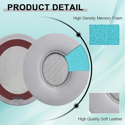 Replacement Ear Pads for Beats Solo 2 & Solo 3 Wireless On-Ear Headphones, Ear Cushions, Headset Earpads, Ear Cups Cover with Soft Protein Leather (Grey)
