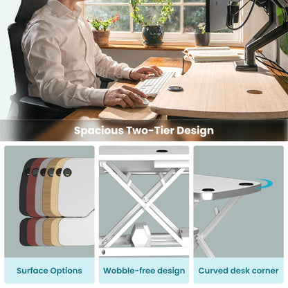 VERSADESK PowerPro 36 Inch Electric Standing Desk Converter – Push-Button Height Adjustable Sit to Stand Desk Riser for Dual Monitors & Laptop – Motorized Desktop Workstation with Wide Keyboard Tray