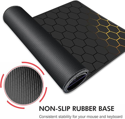 Galdas Gaming Mouse Pad XXL XL Large Long Extended Big Mousepad Non-Slip Rubber Keyboard Mouse Pad with Stitched Edges for Laptop Home Office (31.5x11.8x0.08 Inch) … (Grid)