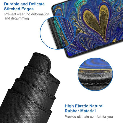 Large Mouse Pad, 31.5x15.7 inch Large Extended Computer Keyboard Mouse Mat, Water Resist Non-Slip Mousepad Rubber Base Long XXL Desk Mouse Pad for Work & Gaming, Office & Home, Blue Heart