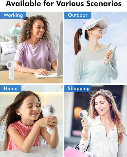 WHATOOK Portable Mini Fan: High Speed Cooling Fan, 10 Hours Battery Life, USB Rechargeable, Small Essentials for Women, Beach Travel, Vacation (White)