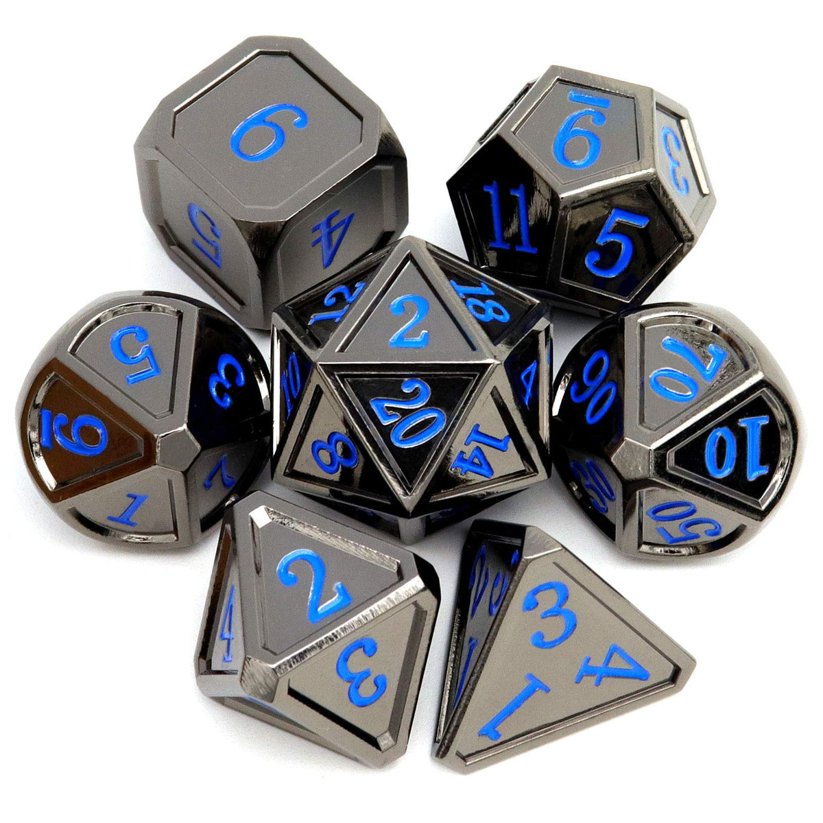 Haxtec Metal DND Dice Set, 7 Pcs Dragon Pattern Polyhedral Dice for RPG