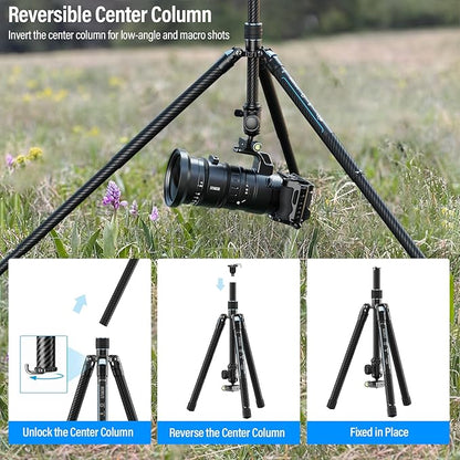 SIRUI 60" Carbon Fiber Tripod for Camera with 360° Panoramic Ball Head, Arca QR Plate, Compact Lightweight 2.1lbs Travel Tripod for DSLR Video Camcorder, Max Load 10kg, Traveler X-III