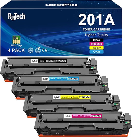RitoTech 201A 201X Toner Cartridge 4-Pack Compatible for HP Color LaserJet Pro M252dw M252n MFP M277dw M277n M277c6 M274n, Black Cyan Yellow Magenta