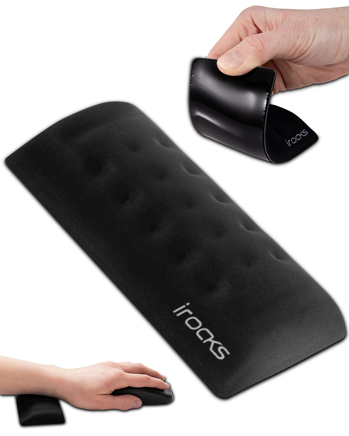 i-Rocks Ergonomic Memory Foam Keyboard Wrist Rest - Pain-Reducing, Cooling, Non-Slip, Blue, Minimalist