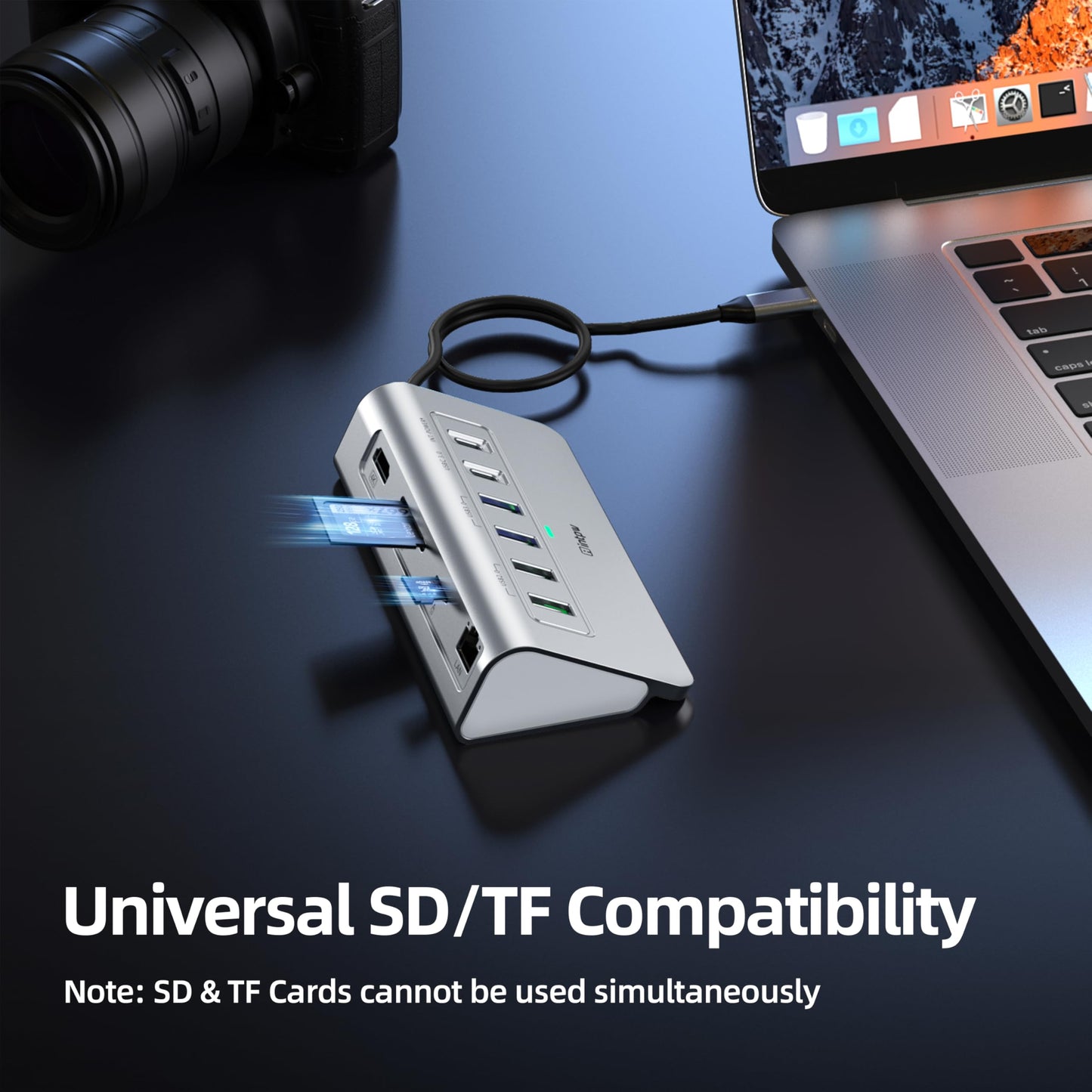 intpw 10-in-1 USB C Hub, P9R Powered USB Hub with 4K HDMI, 3 USB 3.0 5Gbps, PD 100W, 1Gbps Ethernet, SD/TF, Aluminum USB Hub for Laptop, MacBook Pro/Air, iPad Pro, iPhone 17, Dell, HP
