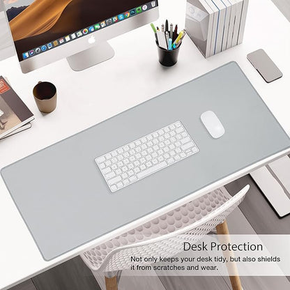 ALOANES Waterproof Mouse Pad with Durable Stitched Edge, Large Gaming Keyboard Pad, Non-Slip Rubber Base Mouse Mat, Extended Desk pad for Gamer, Office & Home, Gray Mousepad 31.5''x 15.7''x 0.12''