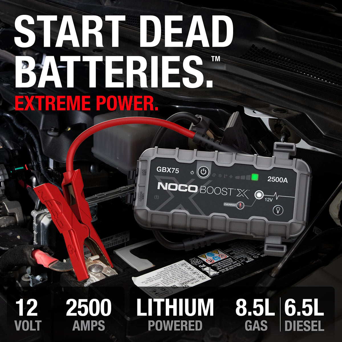 NOCO Boost GBX75 2500A UltraSafe Jump Starter, 12V Lithium Battery Booster