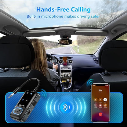 SONRU Bluetooth 5.3 Transmitter Adapter for Airplane 2-in-1 Wireless Bluetooth Audio Transmitter Receiver for 3.5mm Aux Jacks on Flight/TV/Gym Equipment, for up to 2 Wireless Headphones, Cell Phones