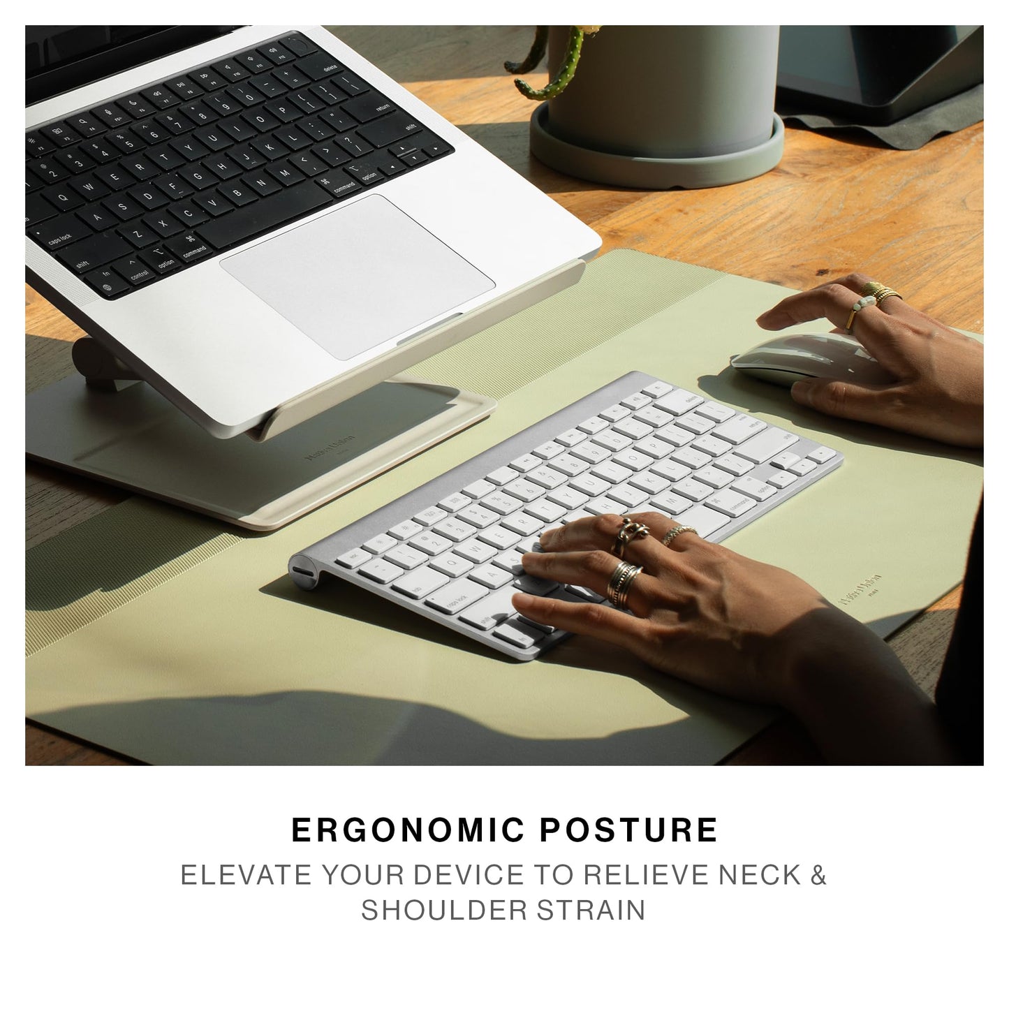 Native Union Desk Laptop Stand – Height Adjustable Ergonomic Computer Stand – Compatible with MacBook Air/Pro, iPad, Dell, HP, Lenovo, Microsoft Surface & Laptops & Tablets Up to 5kg (Sand Stone)
