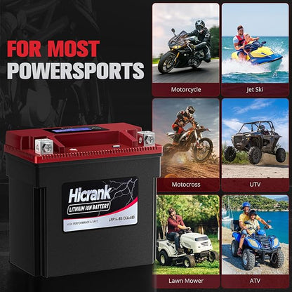 YTX14-BS/YTX14H/GYZ16H Lithium 12.8V 8Ah 480CCA LiFePO4 Motorcycle Battery, Fits for Honda KTM Yamaha Harely, Fit Motorcycle, Scooter,ATV, UTV, Jet Ski, Tractor,Riding Lawn Mower