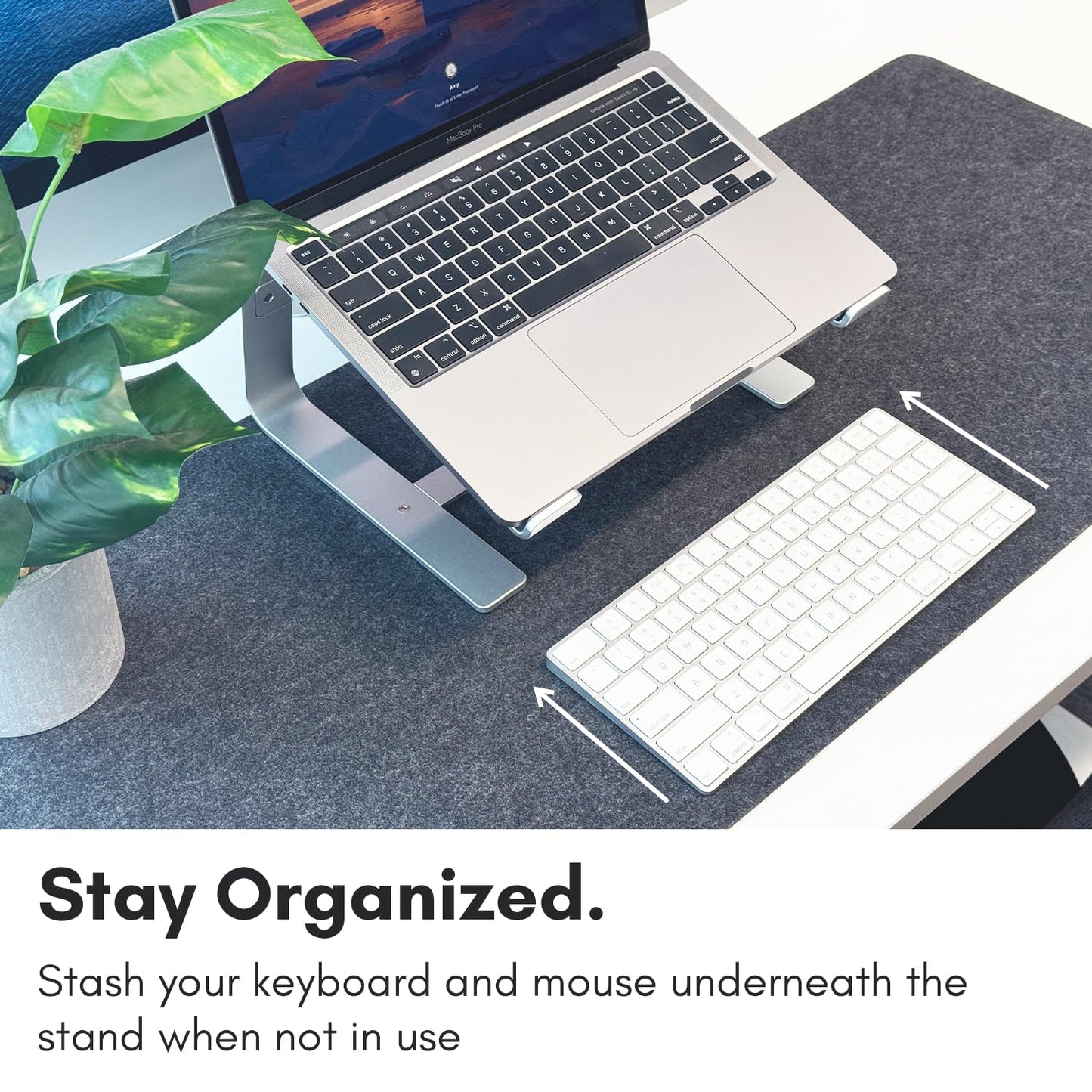 Macally Aluminum Laptop Stand for Desk - Works with All MacBook/Pro/Air & Laptops Between 10” to 17.3” - Sleek and Sturdy Laptop Riser - (ASTAND), Silver Aluminum