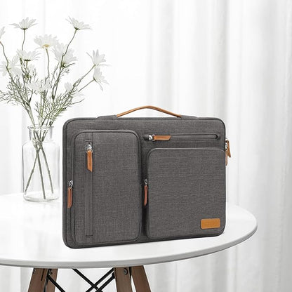 MOSISO 360 Protective Laptop Case 13.3 inch, 13-13.3 inch Laptop Sleeve Compatible with MacBook Air/Pro 13 / Pro 14,HP Dell Acer ASUS,Side Open Carrying Case with 4 Zipper Pockets&Handle, Taupe Gray