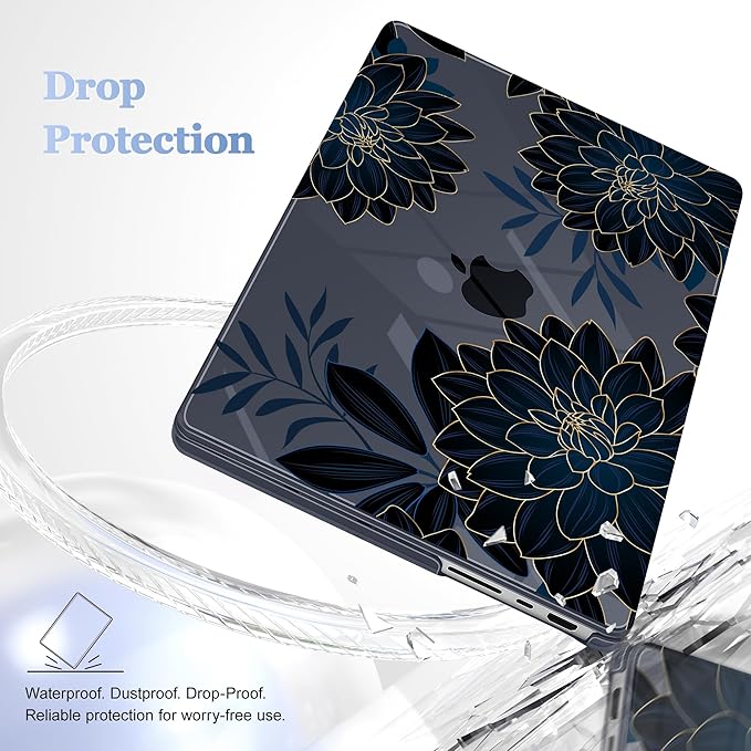 for MacBook Pro 16 inch Case 2021 2022 2023 2024 Release A3186 A3403 M4 A2991 M3 A2780 M2 A2485 M1 Pro/Max, Hard Shell Case with Screen Protector & Keyboard Cover, Flower Dahlia